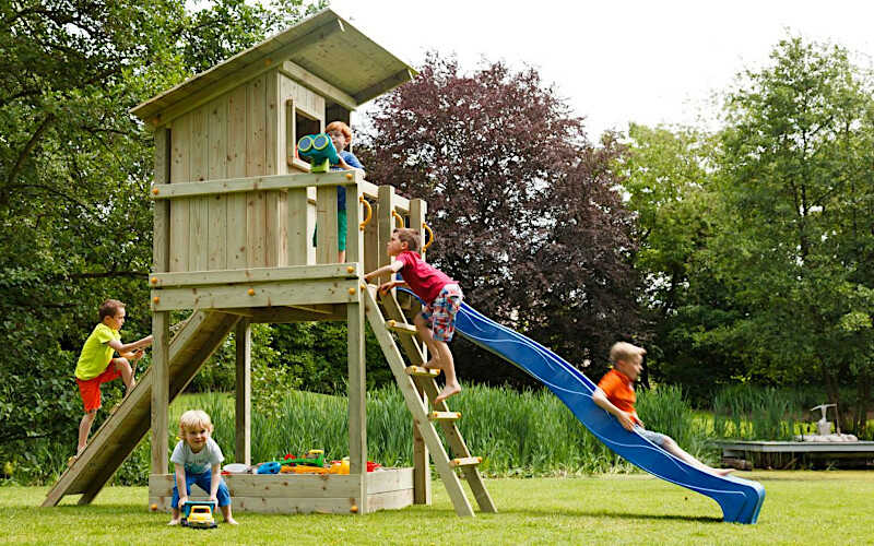 Ξύλινος Παιδικός Πύργος Beach Hut με Ύψος Τσουλήθρας 120cm Blue Rabbit